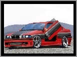 E36, BMW 3, Tuning, Czerwony, Czarny